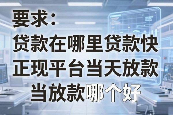 贷款在哪里贷款快,正规平台当天放款哪个好