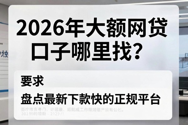 2026年大额网贷口子哪里找?盘点最新下款快的正规平台