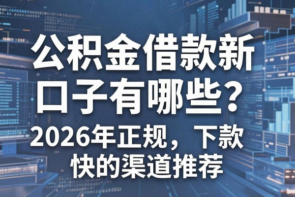 公积金借款新口子有哪些?2026年正规下款快的渠道推荐