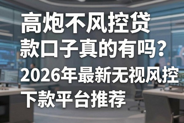高炮不风控贷款口子真的有吗？2026年最新无视风控下款平台推荐