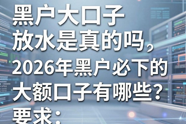 黑户大口子放水是真的吗，2026年黑户必下的大额口子有哪些