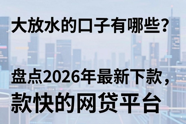 大放水的口子有哪些？盘点2026年最新下款快的网贷平台