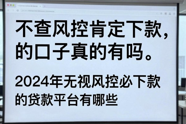 不查风控肯定下款的口子真的有吗，2024年无视风控必下款的贷款平台有哪些