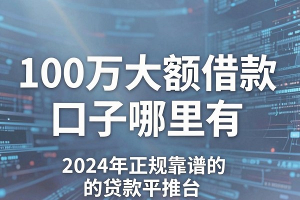 100万大额借款口子哪里有,2024年正规靠谱的贷款平台推荐