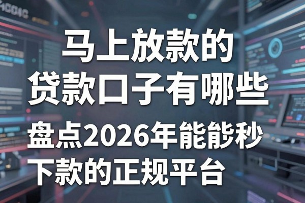 马上放款的贷款口子有哪些,盘点2026年能秒下款的正规平台