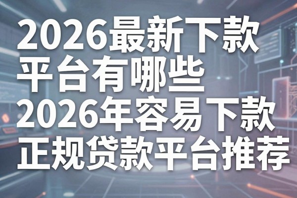 2026最新下款平台有哪些，2026年容易下款的正规贷款平台推荐