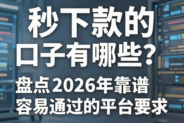 秒下款的口子有哪些?盘点2026年靠谱容易通过的平台