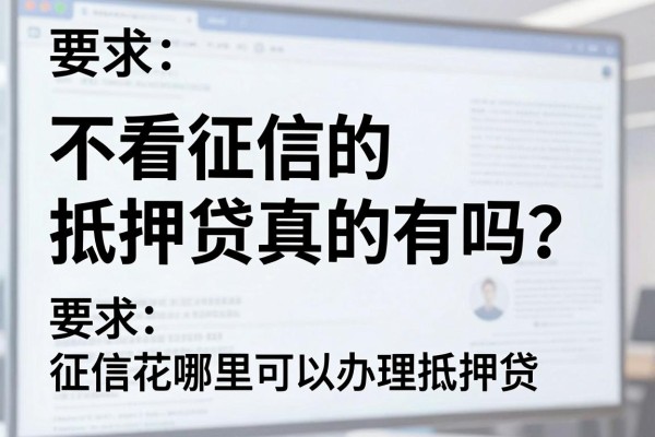 不看征信的抵押贷真的有吗？征信花哪里可以办理抵押贷