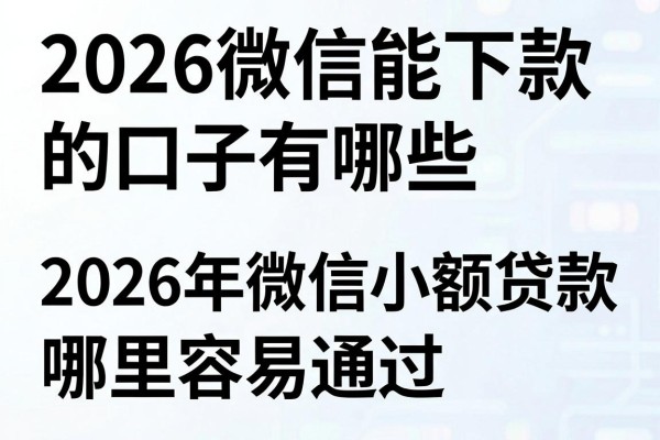 2026微信能下款的口子有哪些，2026年微信小额贷款哪里容易通过