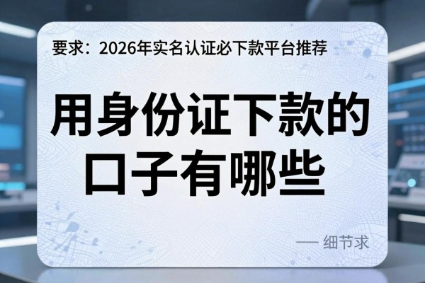 用身份证下款的口子有哪些，2026年实名认证必下款平台推荐