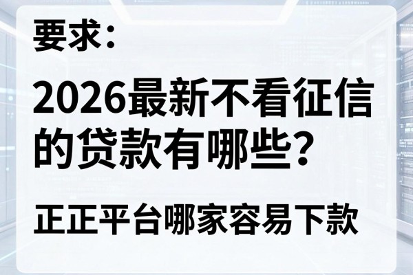 2026最新不看征信的贷款有哪些？正规平台哪家容易下款