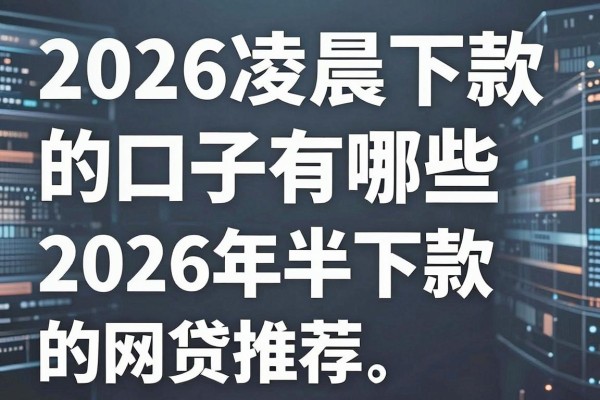2026凌晨下款的口子有哪些,2026年半夜必下款的网贷推荐