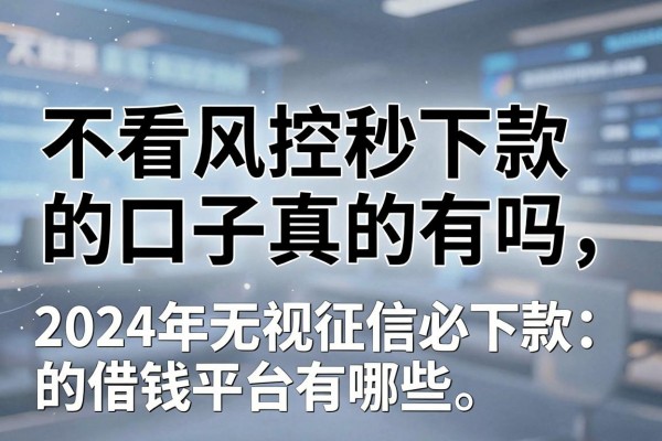 不看风控秒下款的口子真的有吗，2024年无视征信必下款的借钱平台有哪些