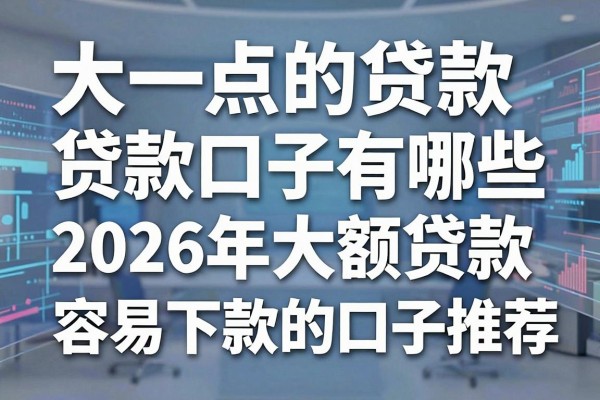 大一点的贷款口子有哪些，2026年大额贷款容易下款的口子推荐