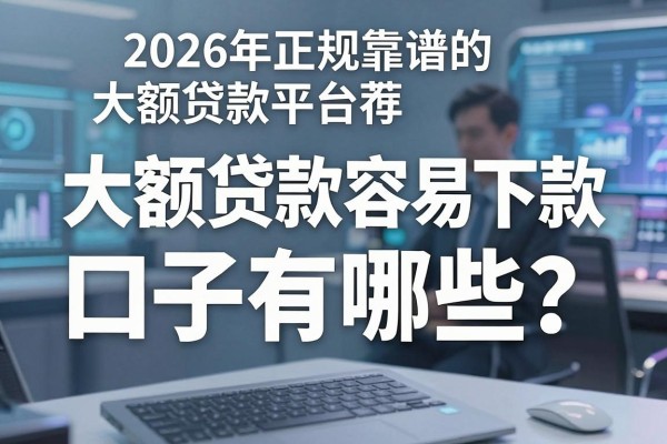大额贷款容易下款口子有哪些？2026年正规靠谱的大额贷款平台推荐