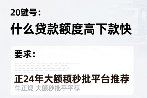 什么贷款额度高下款快，2024年正规大额秒批平台推荐