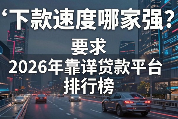 下款速度哪家强?2026年靠谱贷款平台排行榜推荐