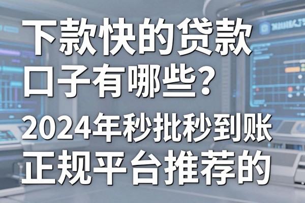 下款快的贷款口子有哪些？2024年秒批秒到账的正规平台推荐