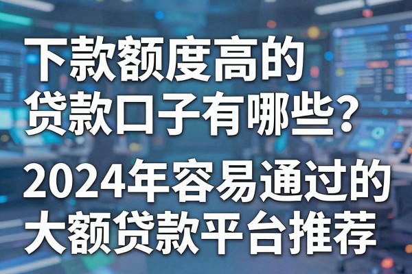 下款额度高的贷款口子有哪些?2024年容易通过的大额贷款平台推荐