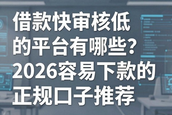 借款快审核低的平台有哪些?2026容易下款的正规口子推荐