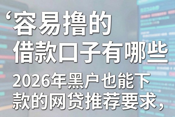 容易撸的借款口子有哪些，2026年黑户也能下款的网贷推荐